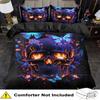 3pcs Black Bedding Set Gothic Colorful Skull Butterfly Printed Soft Duvet Cover King Queen Twin Size Birthday Gift Bedroom Decor