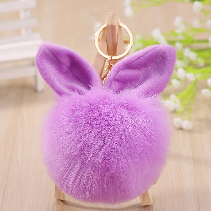 Soft Artificial Rabbit Furs Keychain Plushs Ball KeyRing Cute Pom Pom Bag Charm Car Pendant Decoration for Women Girls
