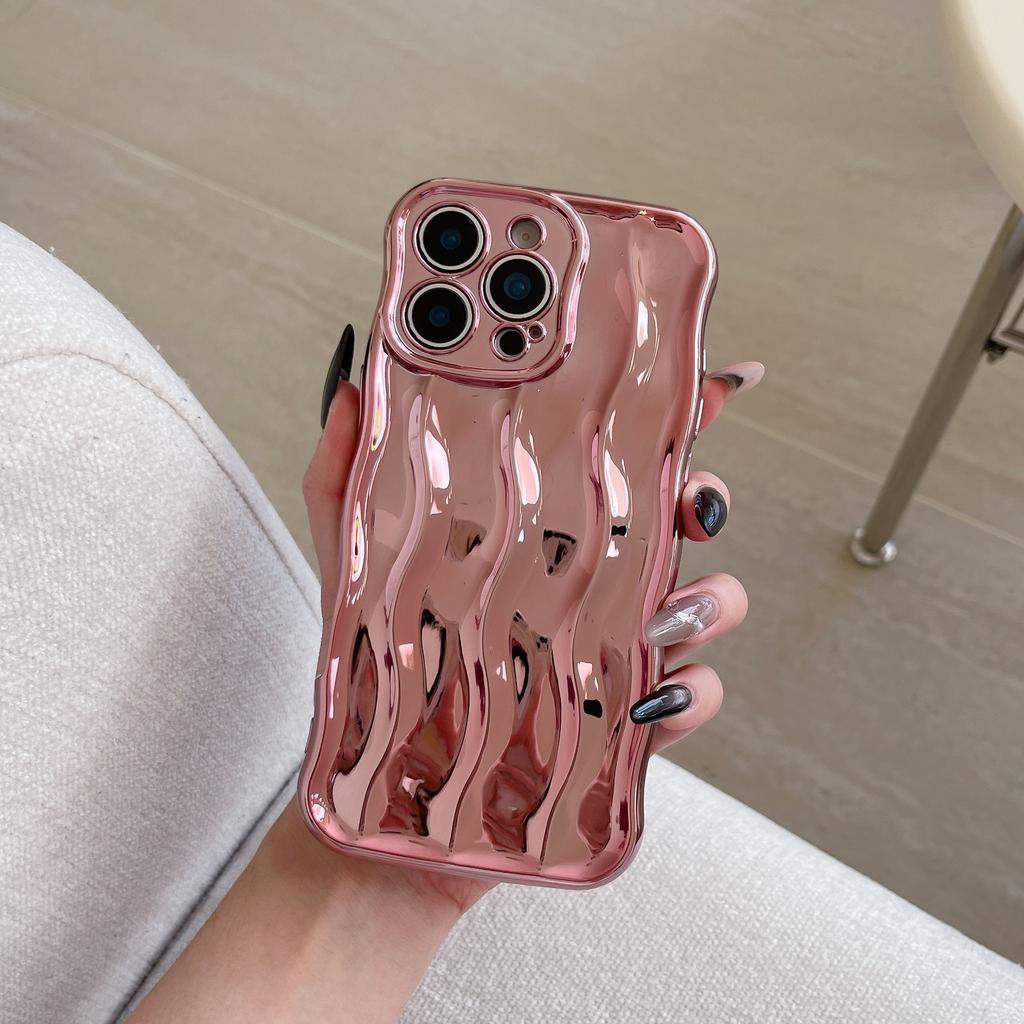 INS High-End Wave Stripe Case for iPhone 17 Pro Max, Apple 16 Solid Color Simple 15/14
