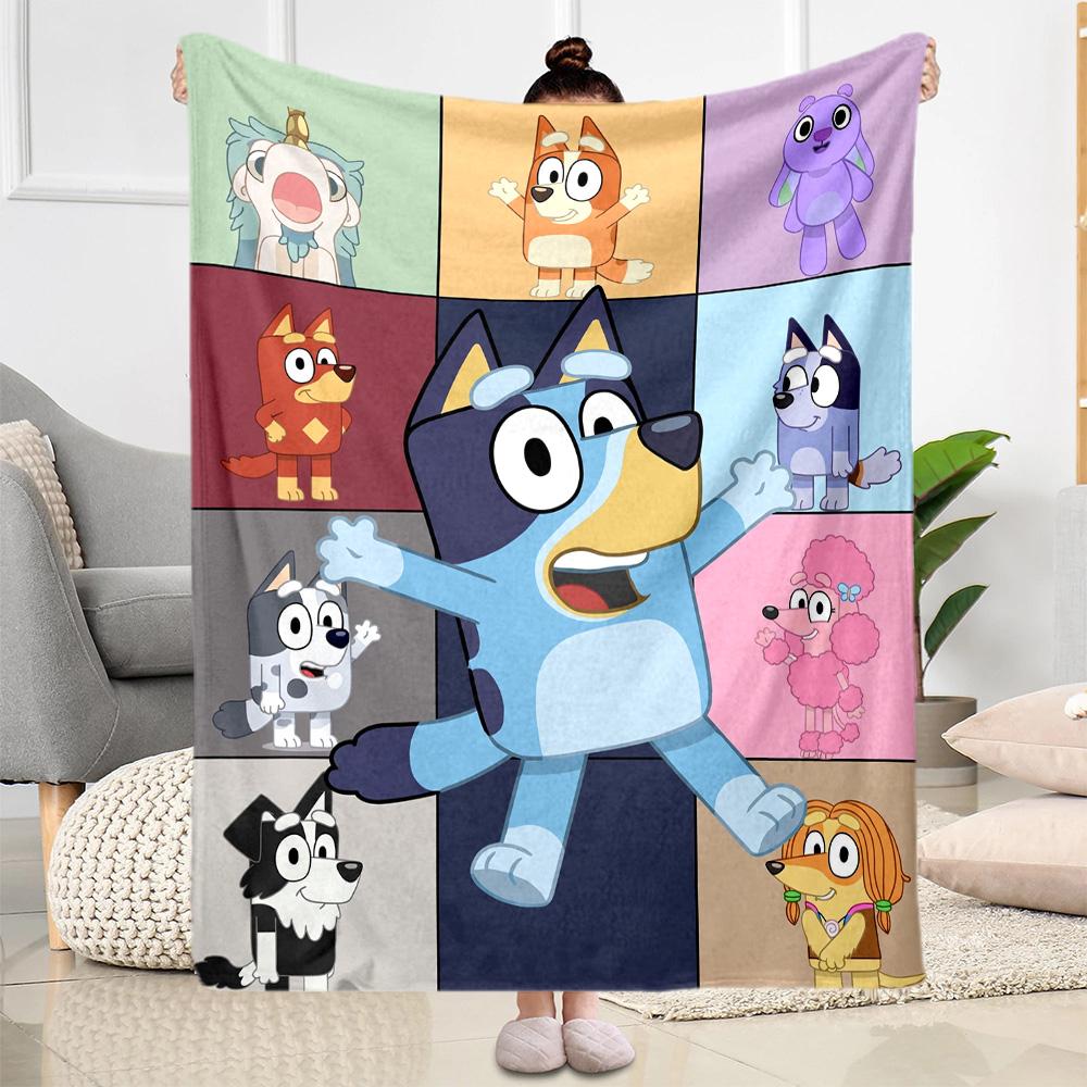 Bluey's Blue Fun Blanket Soft Warm Cozy Perfect for Office Chair Office Chair All-Season Use Stylish Decor Suitable for Gifting Relatives and Friends