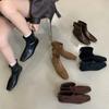 Nischen-Designgefühl 2025 Herbst und Winter neu Koreanische Version Retro dünner dicker Absatz vielseitige braune Stiefeletten Damen
