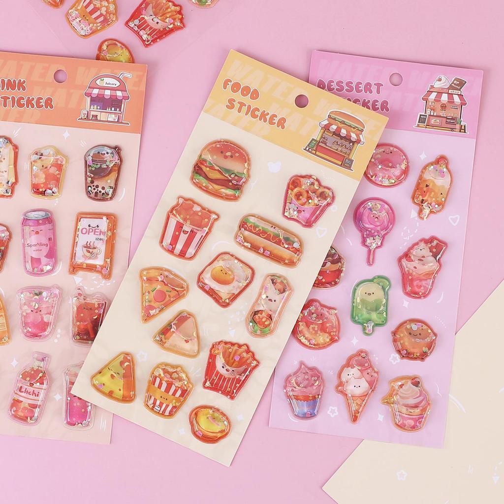 3D Stickers Embossed Adorable Assorted Decals Mini Hamburger Cartoon 3D Stickers for Boys Girls Children Teens Students Laptop