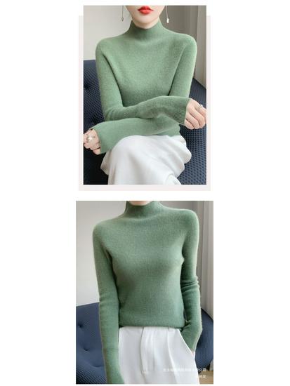 Women's Knitwear Sweater: Half-High Neck, Slim Fit Long Sleeve Top for Autumn/Winter