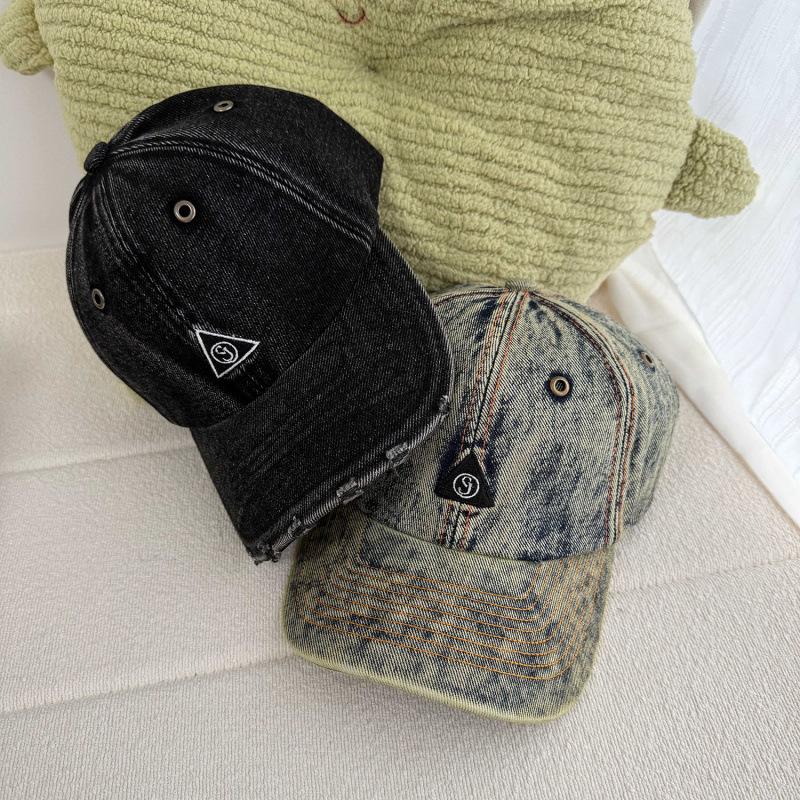 Vintage denim cap children couple student casual fashion soft top embroidery shade baseball cap men