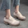 Johnature Genuine Leather Comfortable Pumps Retro Solid Color Commuting Versatile Casual Women's Shoes