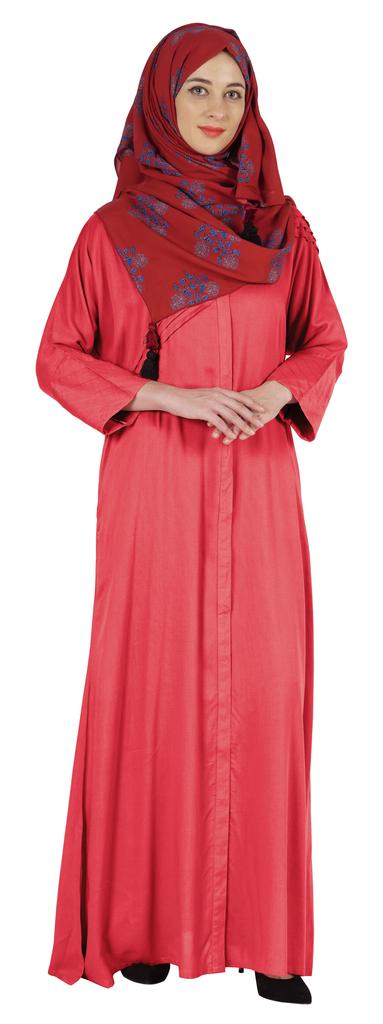 Bimba Islamic Clothes For Women Long Prayer Robe Maxi W  Printed Hijab Rayon Abaya Front Button Muslim