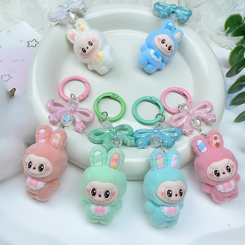Flocking Bunny Pendant DIY Jewelry Resin Accessories Ornament Keychain Cute Grain Blind Bag Accessories