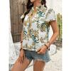 Summer New Women's Floral Print Lace-up Short-sleeved Shirt Pullover Top