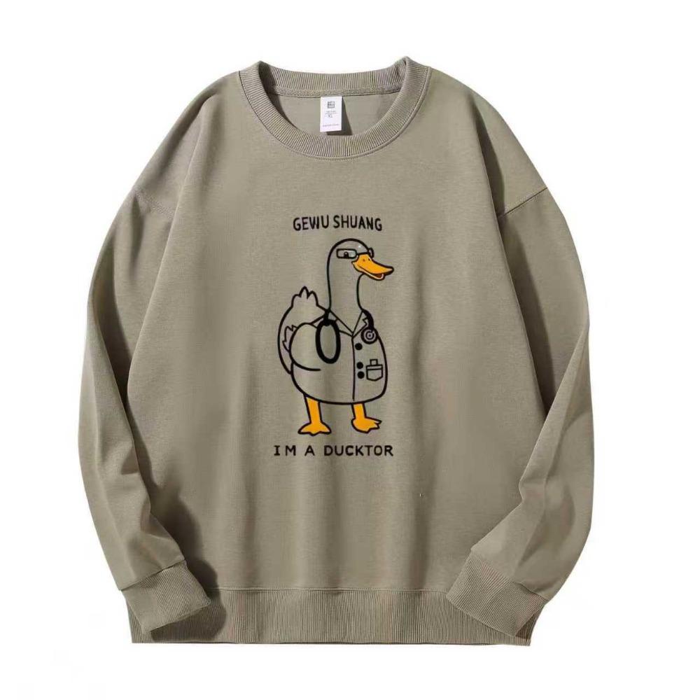 

Spring and Autumn s New Cartoon Hoodie for Girls: Loose, Trendy, Round-neck, Cute, Simple, Long-sleeved, Casual and Stylish Top 5XL легкие хаки