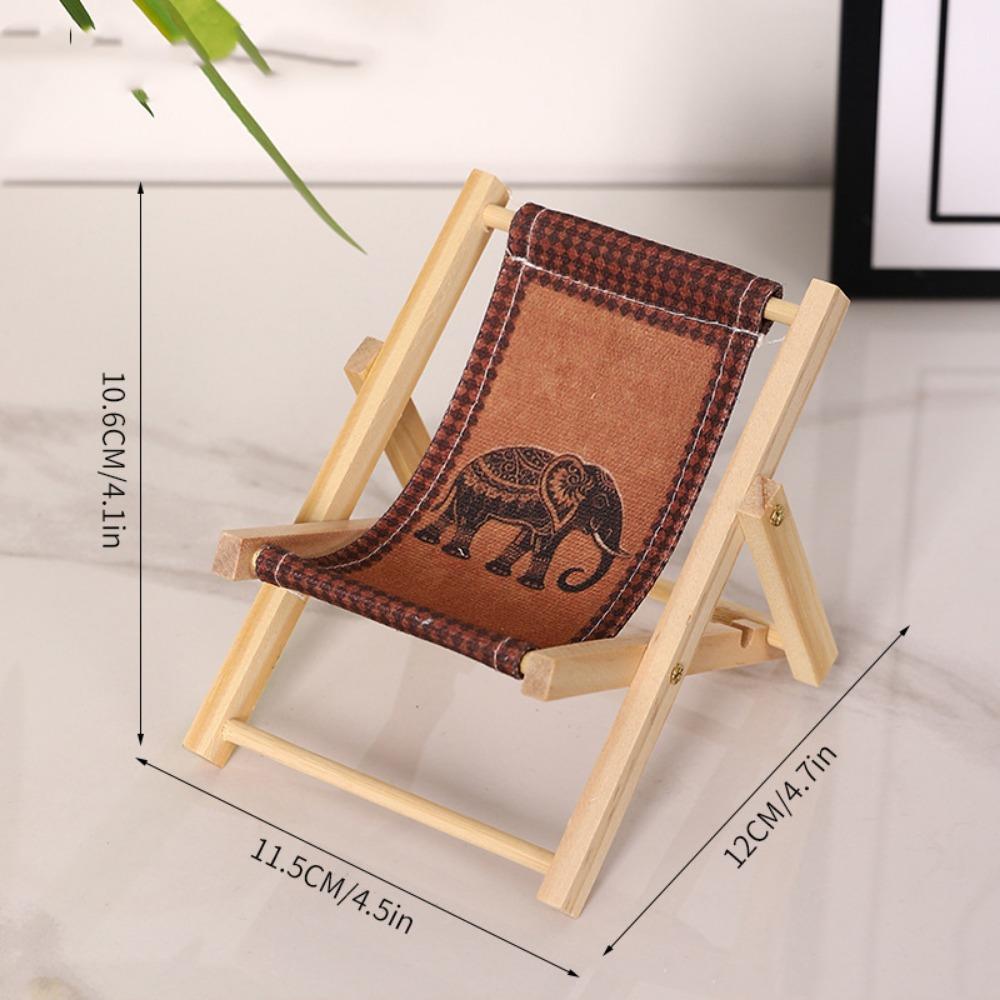 Mini 1/12 Dollhouse Chair Wood Dollhouse Deck Chair Model  Doll House Furniture Accessories