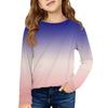 Girls' Long Sleeve Tee - Pleated Round Neck Casual Top