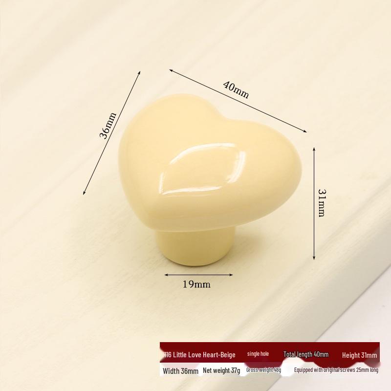 Heart-Shaped Children's Cartoon Ceramic Drawer and Cabinet Handles