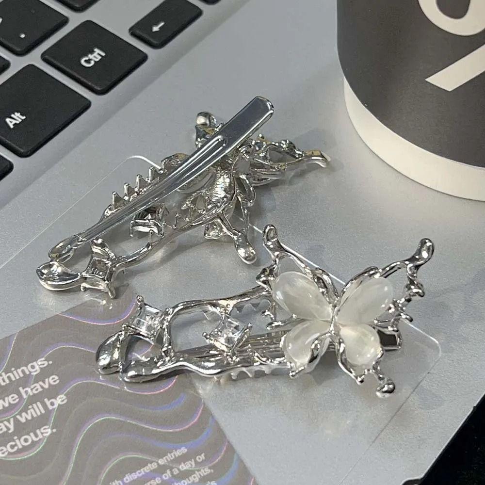 1pc Irregular Shape Cat Eye Zircon Hair Clips Butterfly Design Hair Barrettes  Girl Fashion