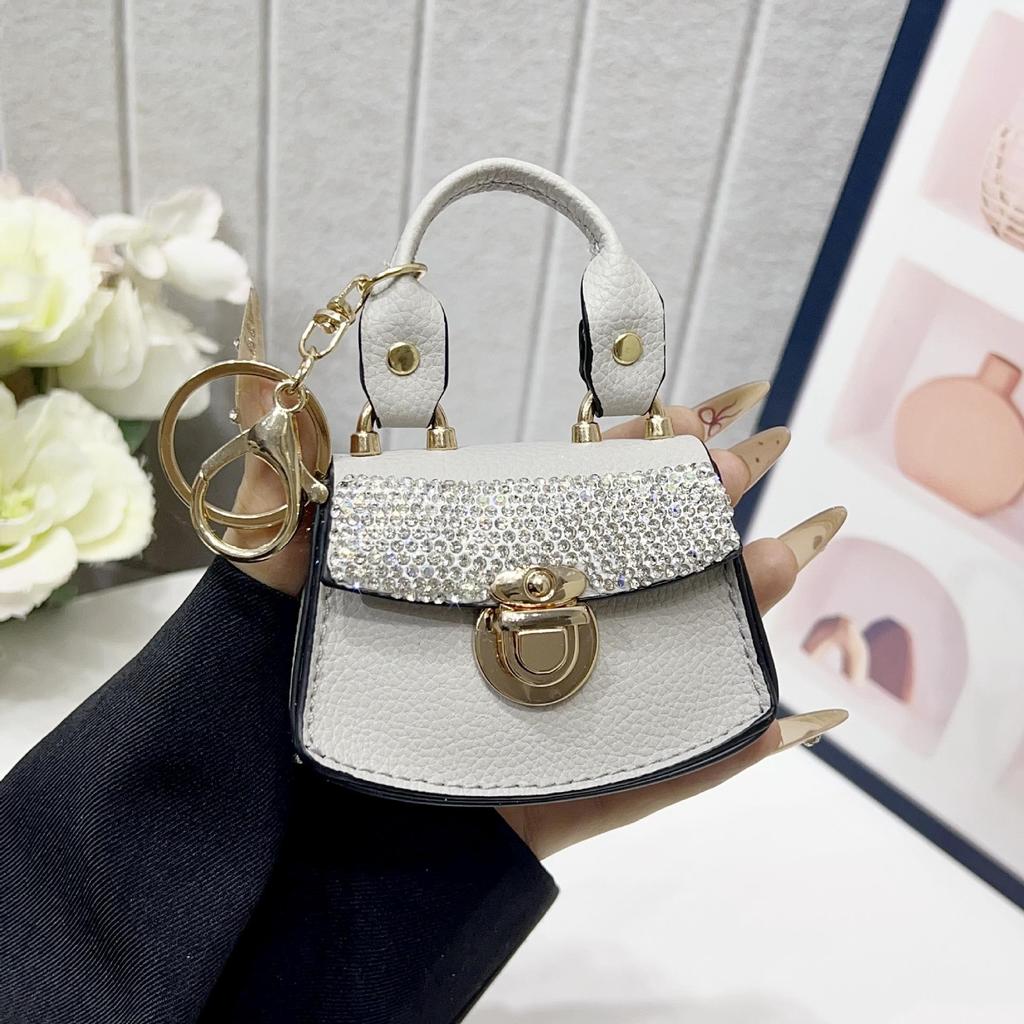 Elegant Diamond Mini Bag Charm: High-End Versatile Keychain and Earphone Pendant