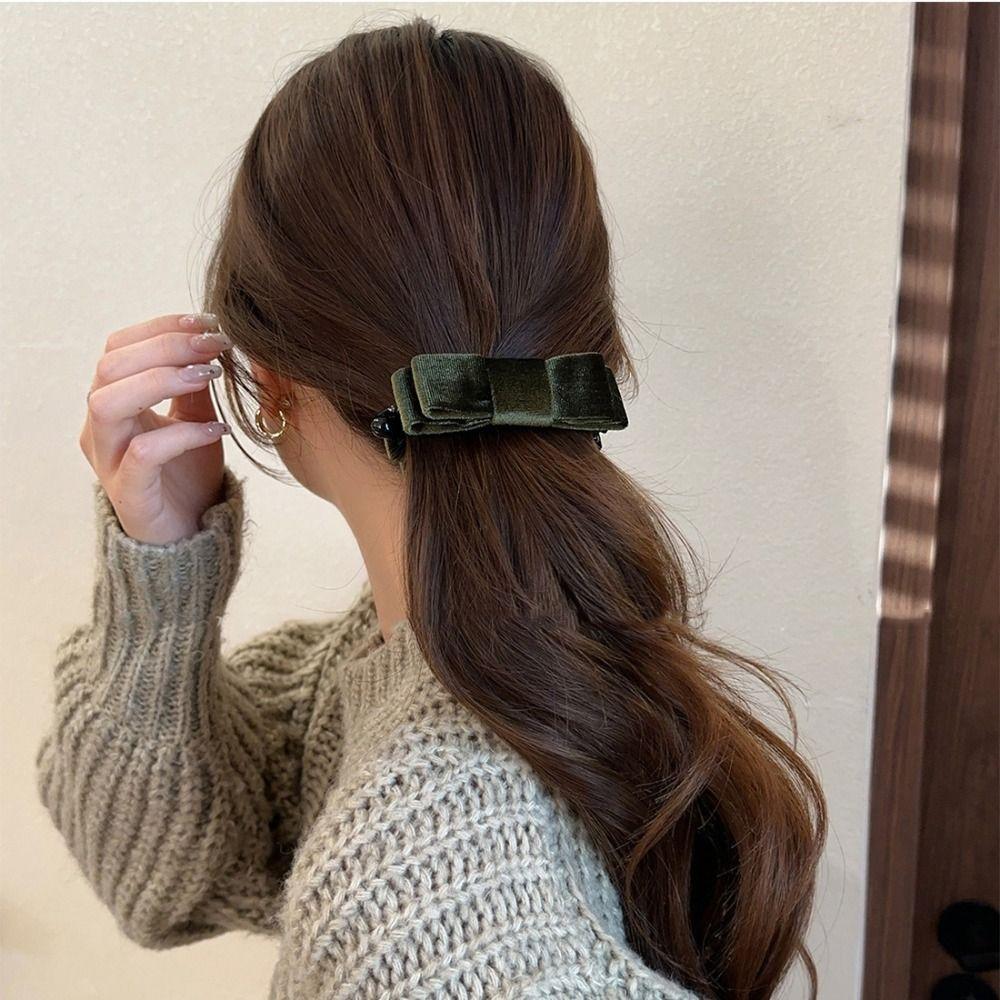 Schwarze Schleife Bananenclip Stoffschleife Vertikaler Clip Kopfschmuck Rote Samtschleife Haarspange Haarnadel