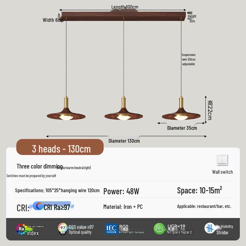 Retro Wabi-Sabi Japanese Log Style Chandelier for Dining Table or Bar