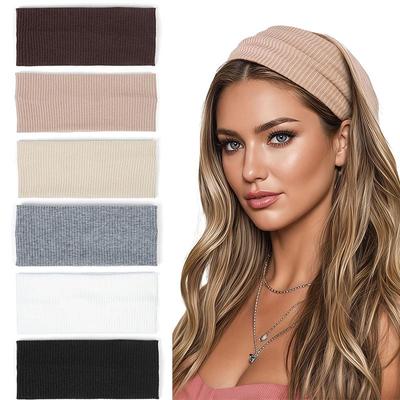 Women's Wide Ribbed Anti-Slip Sports Headband - Soft Elastic Hair Band for Fitness and Yoga