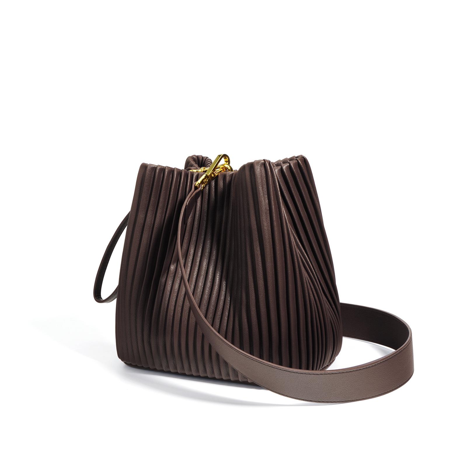 

Премиальная сумка-ведро кожаная плиссированная сумка-тоут на плечо кроссбоди большой вместимости новая коровья кожа Small