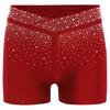 Kids Performance Shorts with Sparkling Rhinestones V-Front Elastic Waistband for Dance Gymnastics