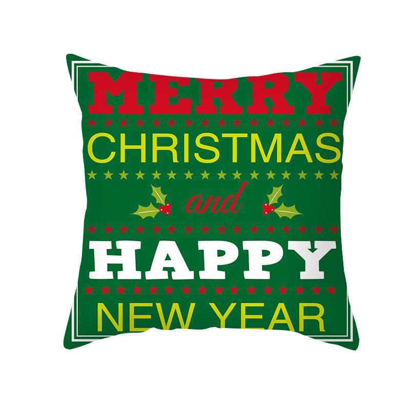 Home Products Christmas Cushion Cover Cartoon Letter Print Peach Skin Cushion Cover
