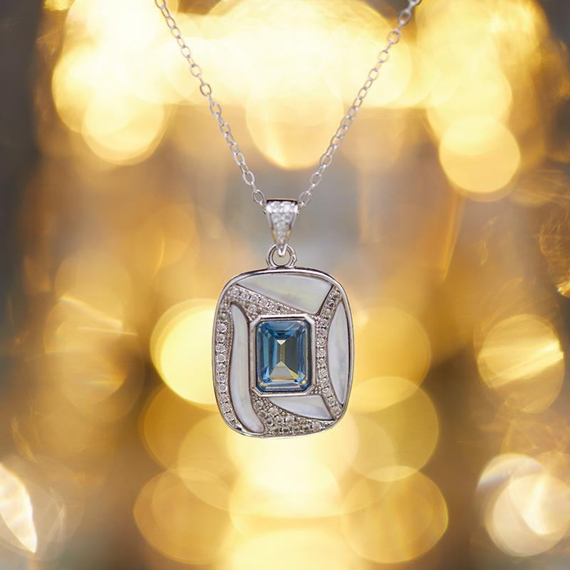 S925 Sterling Silver With Natural Topaz Pendant Necklace Women'S Earrings Premium Jewelry