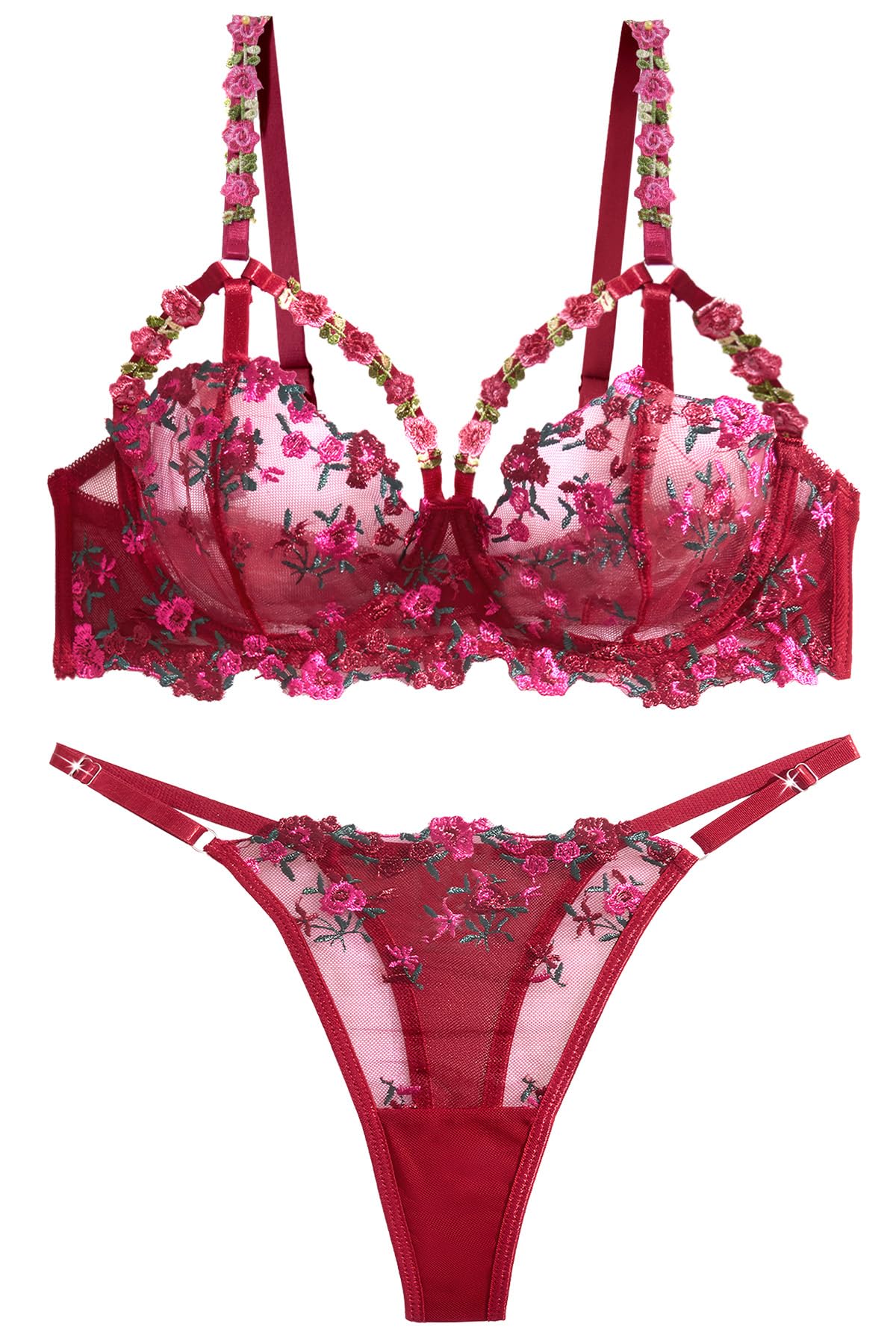 

SEAUR Plus Size Sexy Red Women s Lingerie, See-Through Ribbon, Underwear, XL,