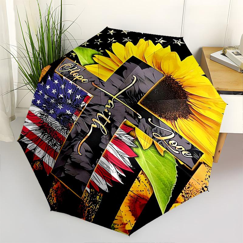 

Flag Sunflower- Automatic Umbrella, Four Seasons Portable Folding Umbrella, Suitable for Men and Women, Travel, Daily Compact Umbrella, Outd
