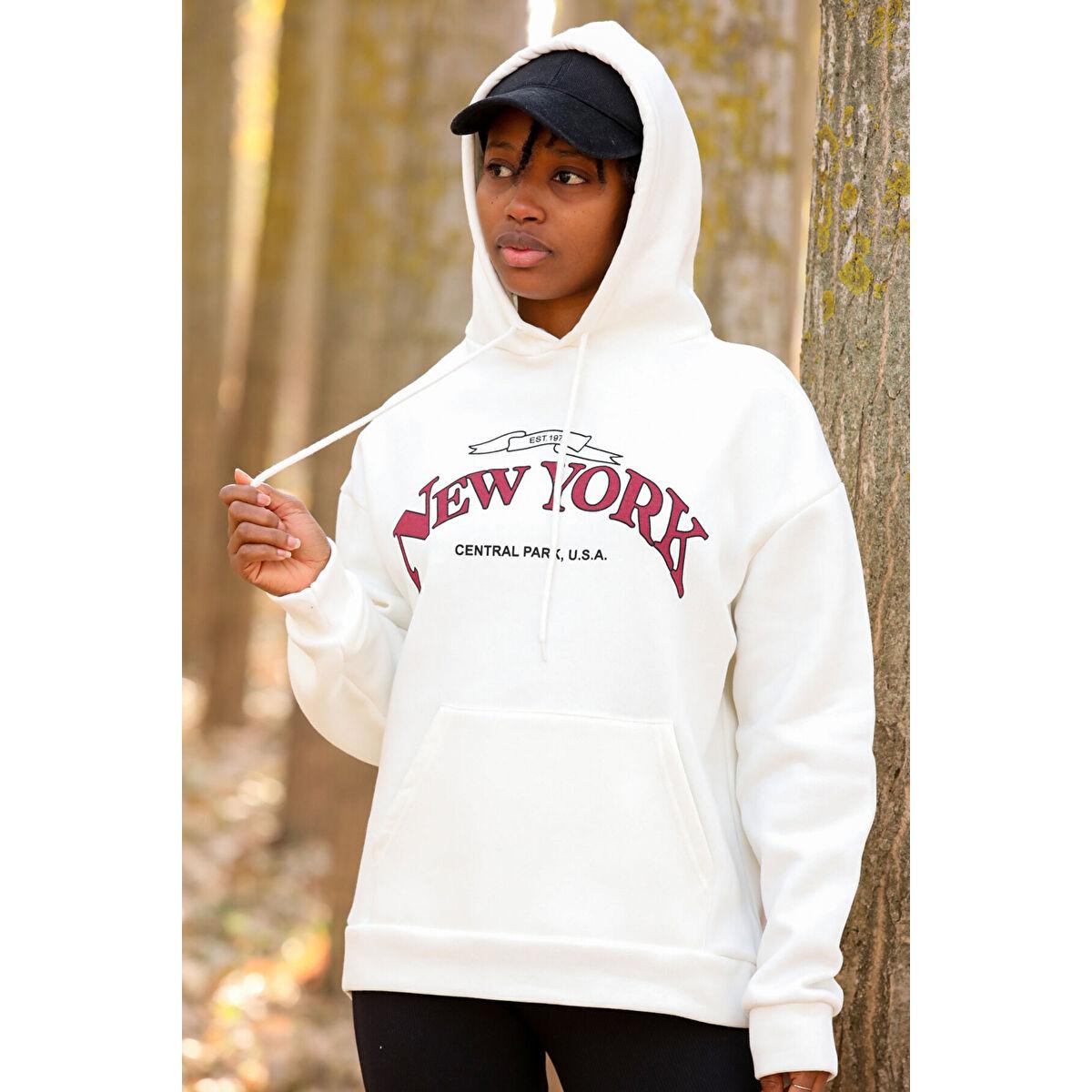 

Женская толстовка с капюшоном экрю