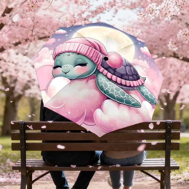 1PC Turtle Moon Umbrella-8-Rib Reinforced, Automatic Open, Lightweight & Durable, Fashion Accessory for Outdoor, H0378