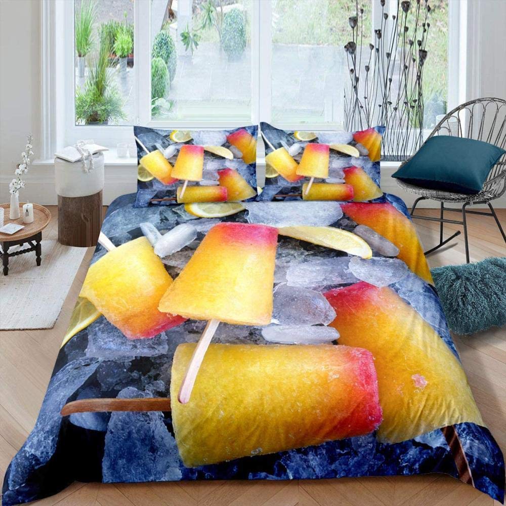 Ice Cream Duvet Cover Set Delicious Food Theme Polyester Quilt Cover King Queen Full Size For Kids Bedding Set With Pillowcase