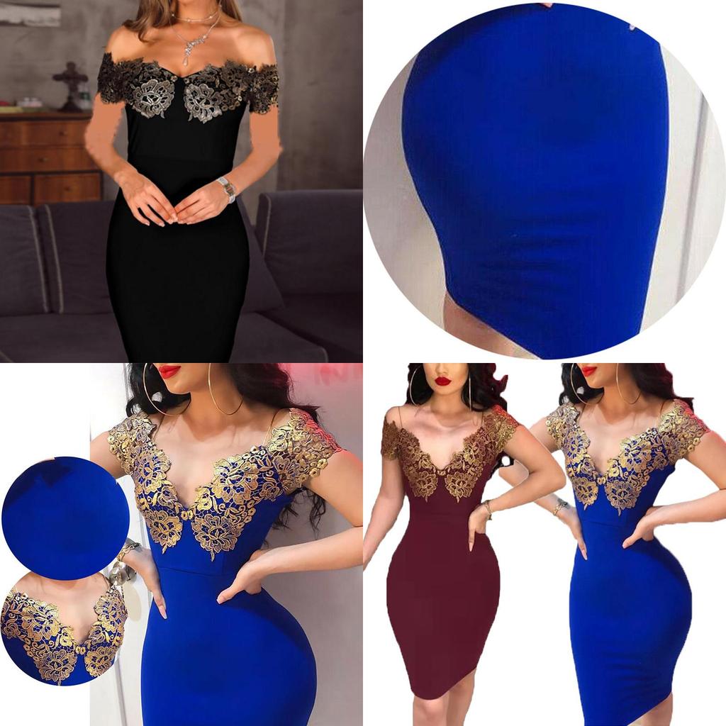Stunning Women Off Shoulder Deep V-neck Bodycon Backless Mini Dress For Events