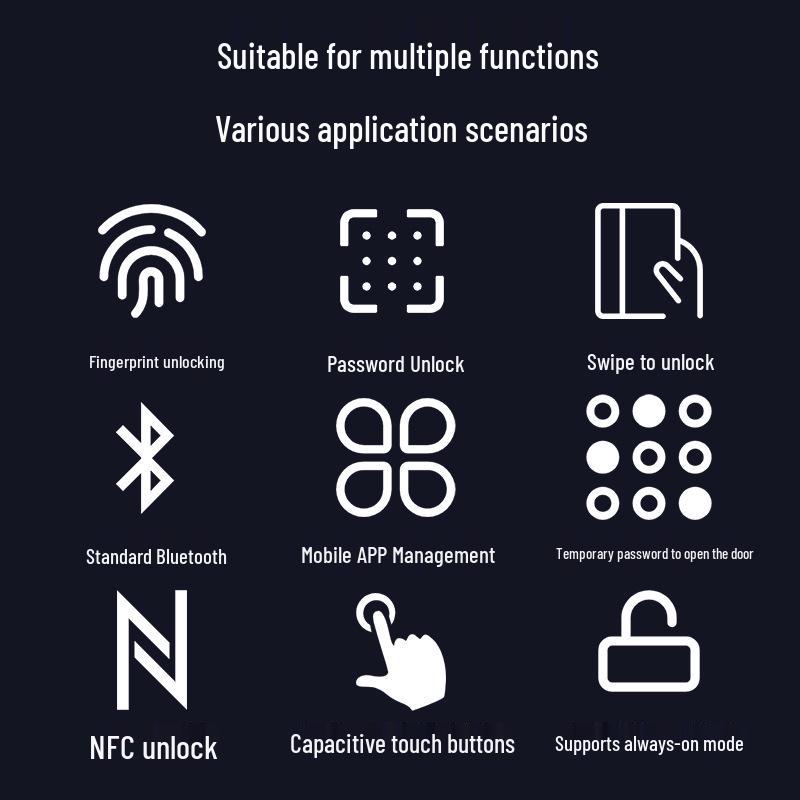 All-in-One Smart Lock: Mobile App, Card Swipe, Bluetooth, Fingerprint Access, Remote Control, Waterproof Access Control
