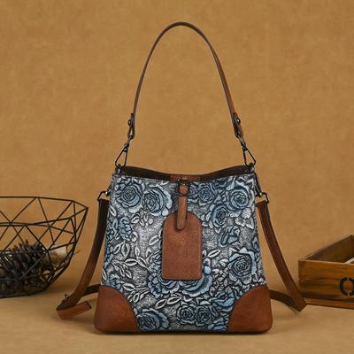 Retro Reliéfní Kbelíková Taška Velká Kapacita Ručně Vyráběná Dámská Taška Všestranné Tašky Přes Rameno Crossbody