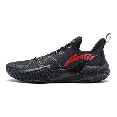 Futter Light Speed 1.5 Stoff Synthetikleder Abriebfest Atmungsaktiv Rebound Low-Top Basketballschuhe Herren Sneaker Schwarz Rot ABAT101-4
