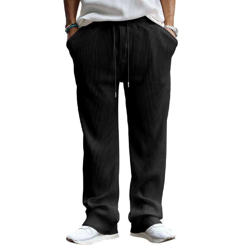 Spring and Autumn Men's Casual Long Pants Premium Loose Straight Pants Wear Striped High Waist Wide Leg Pants