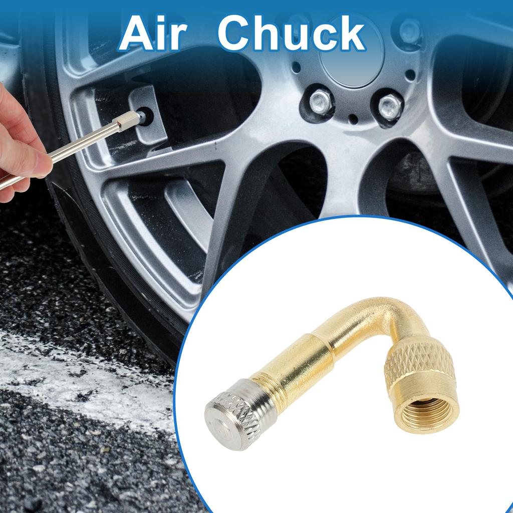 A ABSOPRO Tire Valve Stem Air Inflation Adapter Durable 45 Degree 40mm Long Tire Valve Extension Solid Copper Brass Color