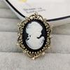 Crystal Rhinestones Cameo Vintage Brooches for Women Queen's Cameo Beauty Head Brooch Pin Clothing Accessories Girls Gifts