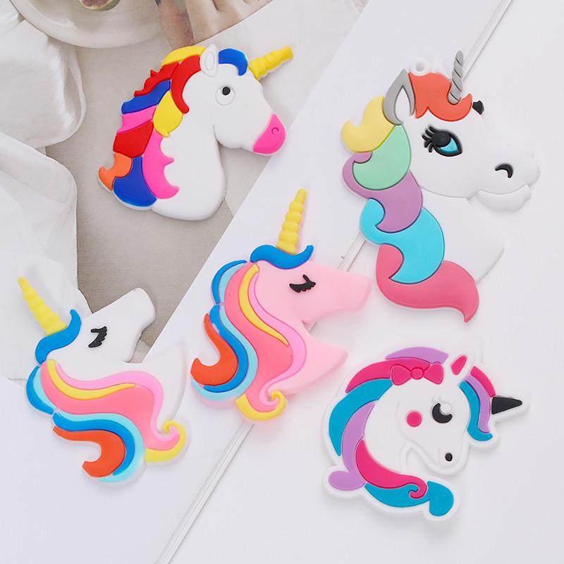Cartoon Rainbow Unicorn PVC Hair Clip & Magnet DIY Accessory