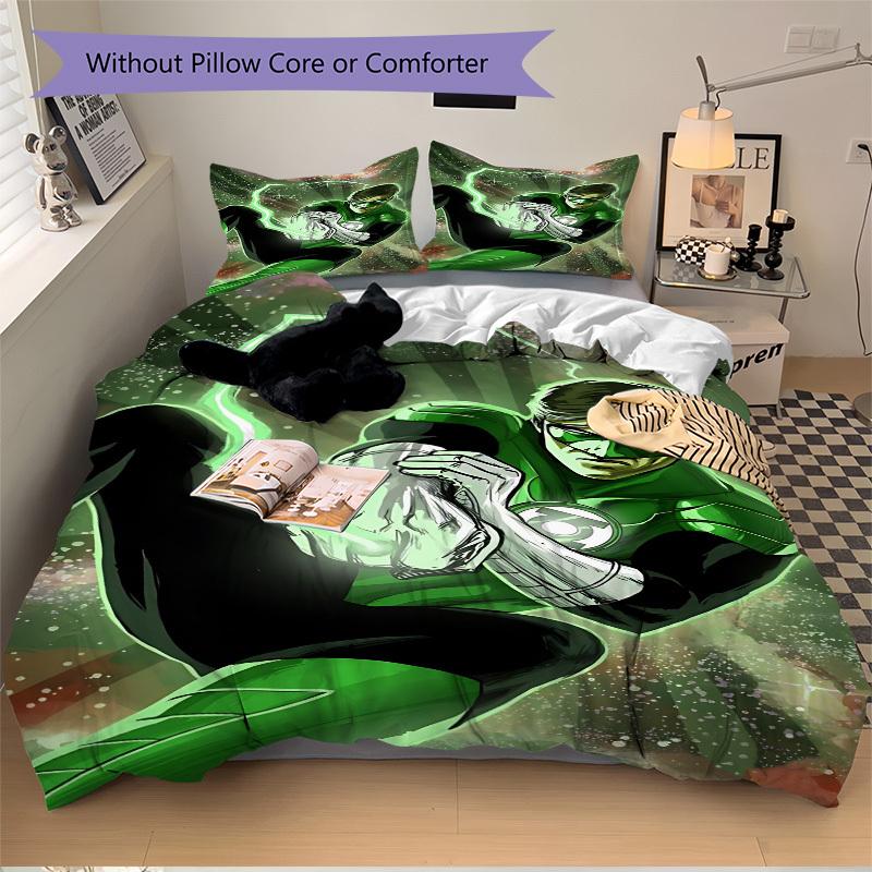 3pcs Green Lantern Cover Set,Soft Comfortable Duvet Cover,Guest Room (1*Duvet Cover + 2*Pillowcases, Without Core) yy251024156