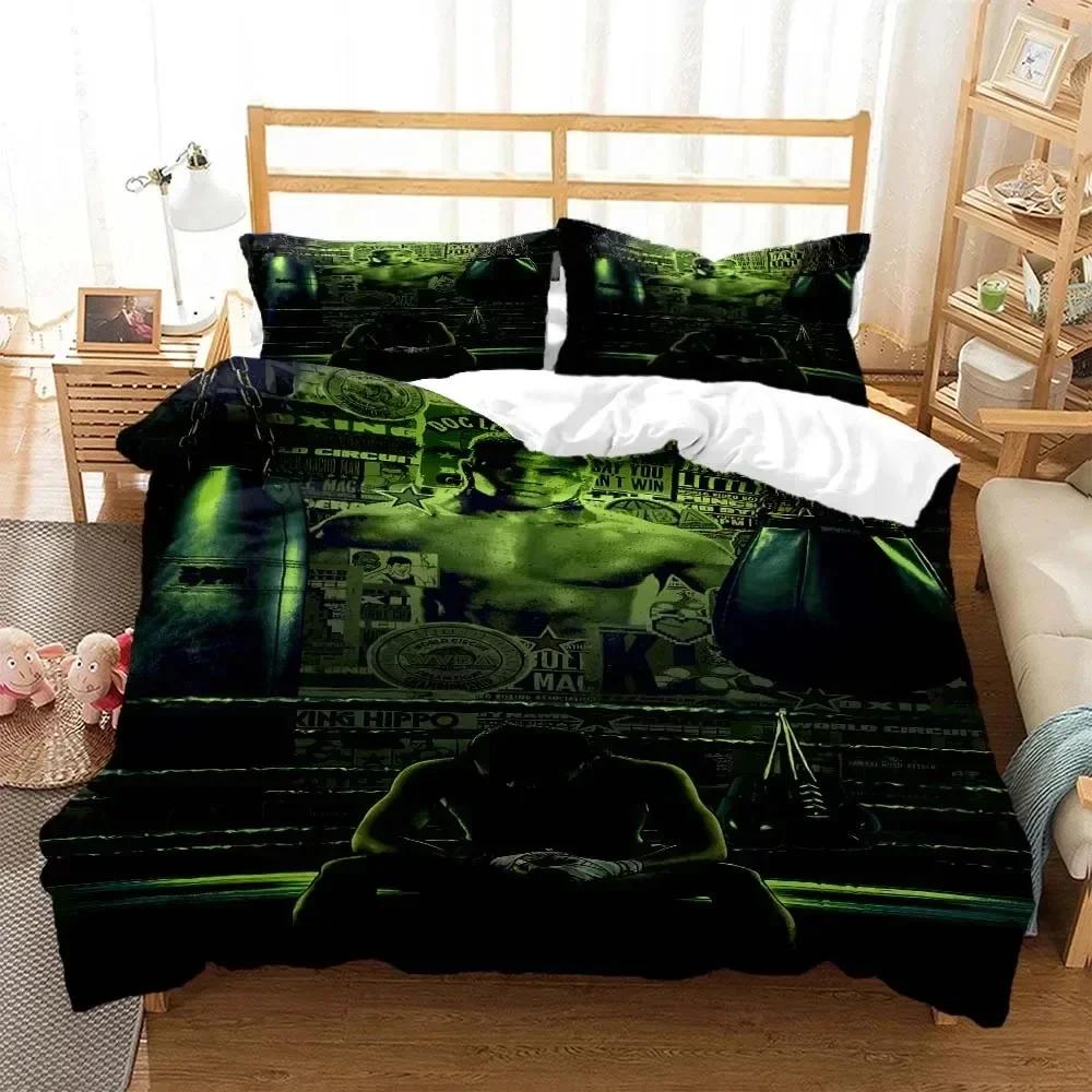 Boxing Champion Mike Tyson 3D Cartoon Printed Bedding Queen Bedding Set Customized King Size Bedding Set Soft and Comfortable