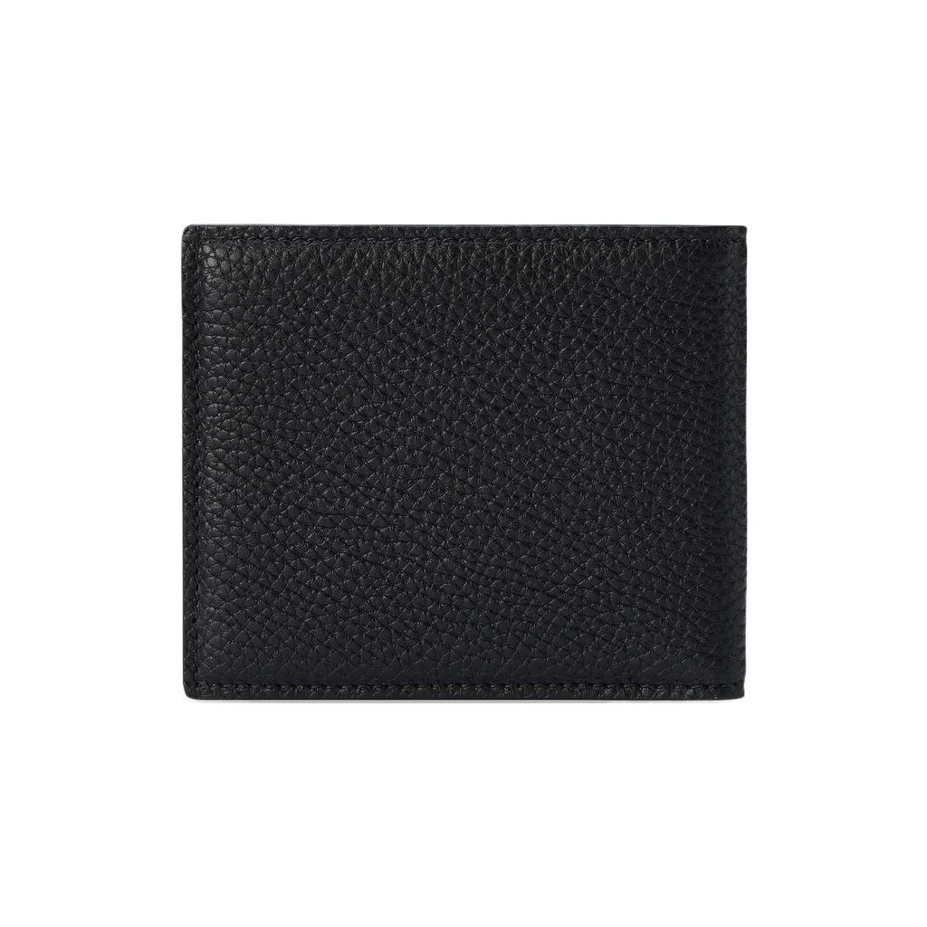 Gucci Letter Logo Flap Closure Solid Color Leather Wallet Men wallet Black 771148-AABXM-1000