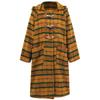 Women's Plus Size Winter New Cardigan Horn Button Wool Coat Loose Vintage Hooded Warm Plaid Long Coat