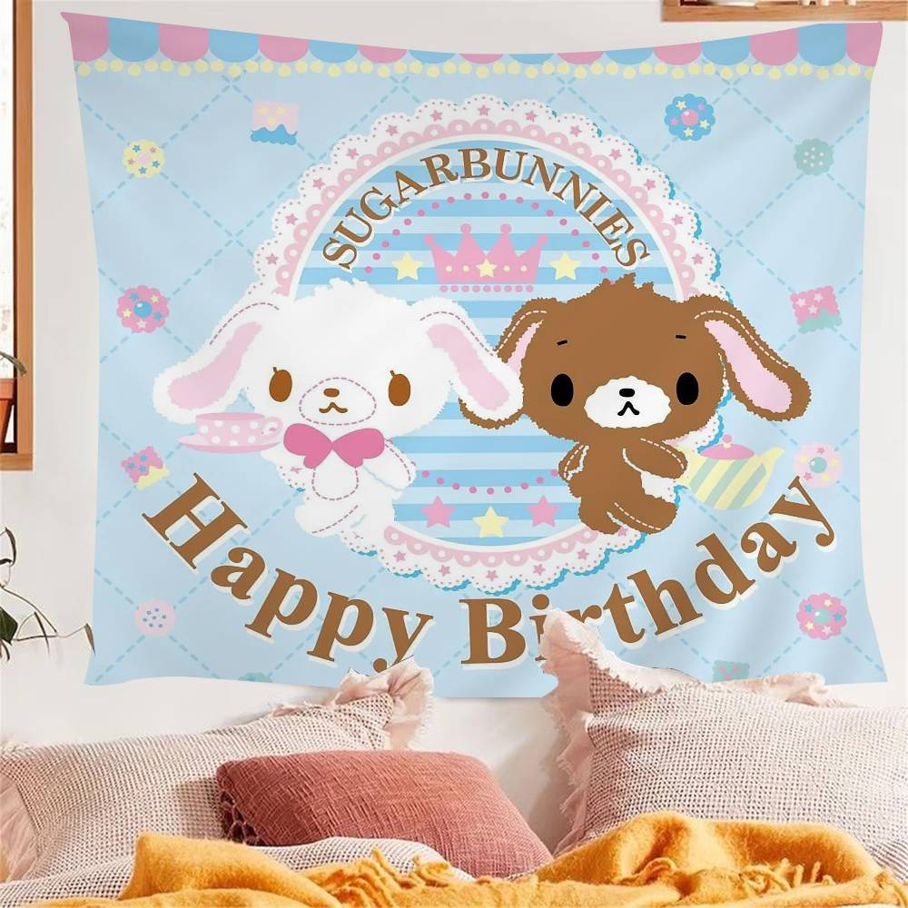 Sugar Bunnies Dreamland Carousel Anime Tapestry Hippie Flower Wall Carpets Dorm Decor Wall Hanging Home Decor