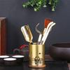 Elegant Brass Ebony Wood Tea Ceremony Six Tools Set Luxury Gift Office Use