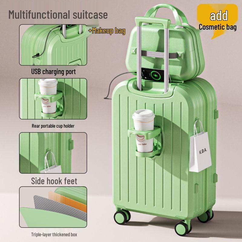 New Style Ins Durable Multifunctional Student Suitcase with Large Capacity and Password Lock Spinner Wheels