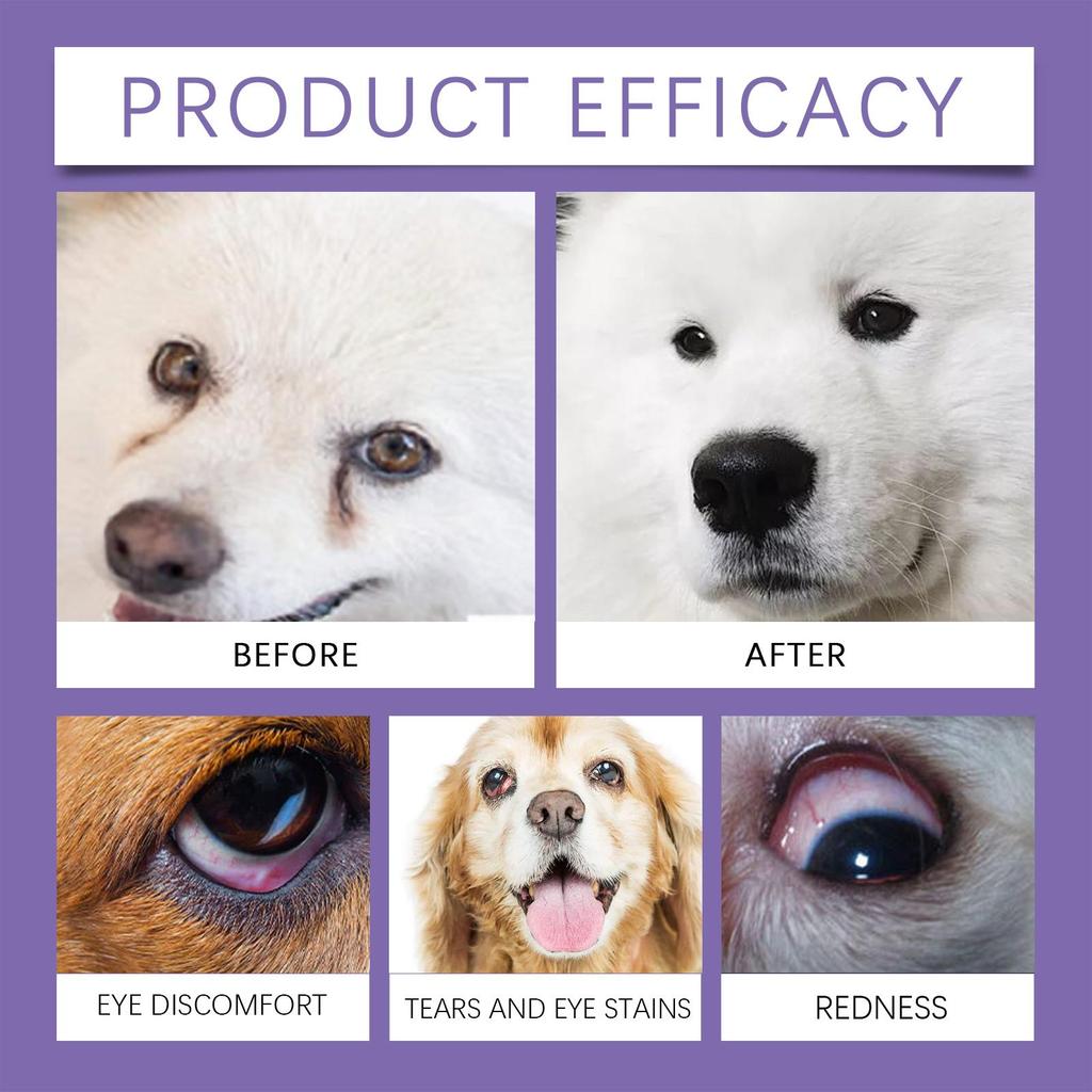 Yegbong Canine Saline Eye Cleaner for Dogs Tear Stain Cleaning & Soothing for Both Eyes External Use