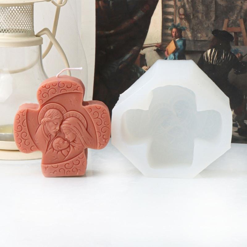 Moule à Bougie en Silicone Multifonctionnel Moules de Bricolage Thème Religieux Fournitures de Fabrication Manuelle Cadeau pour les Passionnés de Loisirs Créatifs