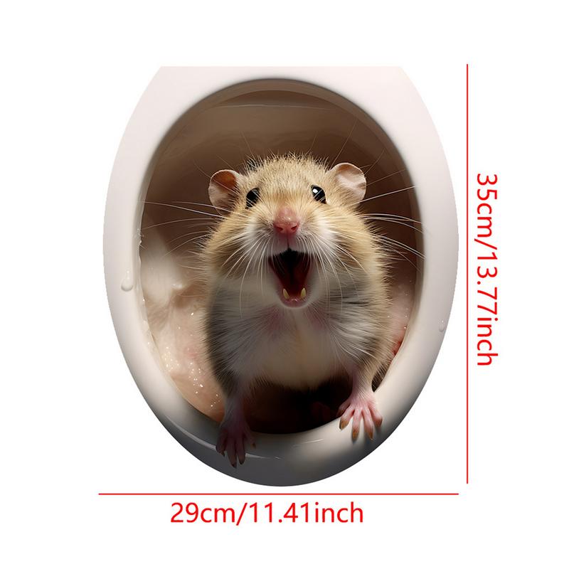 Toilet Seat 3D Decals Animal Decals Toilet Seat Cover Stickers Room Ornaments 3D Stickers For Kitchen Living Room Bedroom Nurser