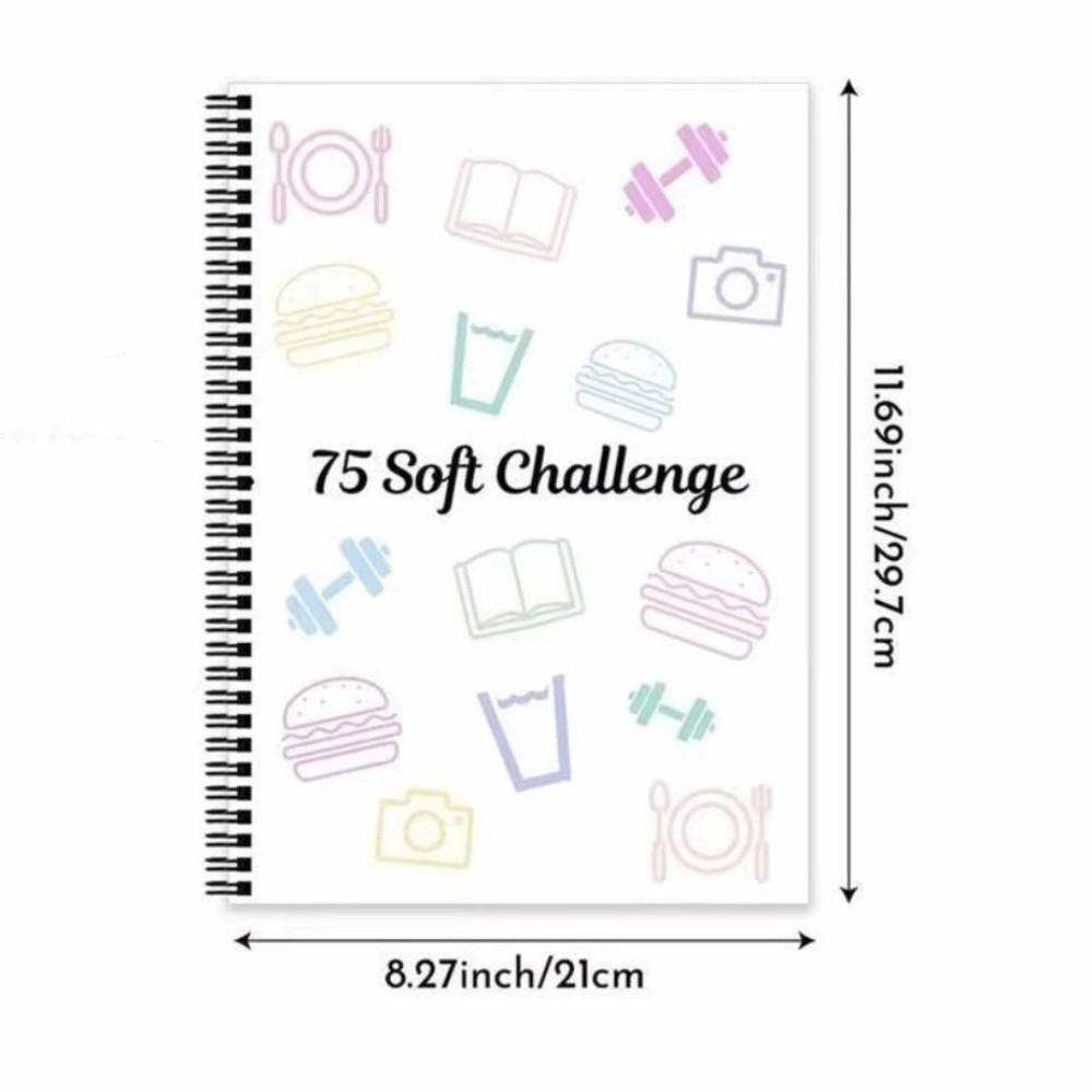 75 Blätter Challenge Planer Notizbuch Hardcover Mehrere Funktionale Weicher Challenge Planer Editierbares Spiralplaner Notizbuch