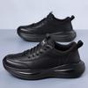 Men's Black Anti slip Series Fashionable and Popular Thick soled Sports Leather Shoes Comfortable and Innovative Casual Shoes